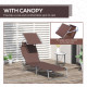 Outsunny Outdoor Foldable Sun Lounger, 4 Level Adjustable Backrest  Reclining Sun Lounger Chair with Angle Adjust Sun Shade Awni