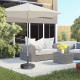Outsunny 23.5kg Resin Garden Parasol Base with Wheels and Retractable Handles, Round Outdoor Market Umbrella Stand Weight for Po
