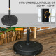 Outsunny 23.5kg Resin Garden Parasol Base with Wheels and Retractable Handles, Round Outdoor Market Umbrella Stand Weight for Po