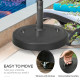 Outsunny 23.5kg Resin Garden Parasol Base with Wheels and Retractable Handles, Round Outdoor Market Umbrella Stand Weight for Po