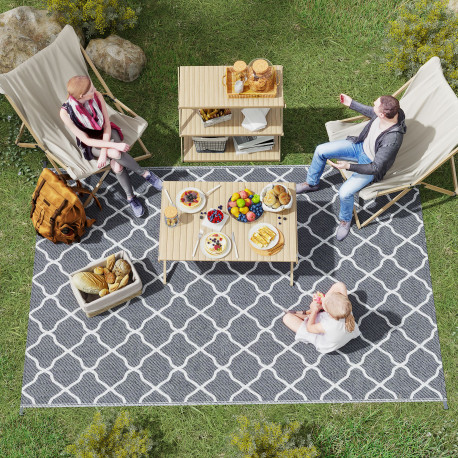 Outsunny Reversible Outdoor Rug with Carry Bag, Waterproof Plastic Straw Mat for Garden, Deck, RV, Picnic, Beach, Camping, 182 x