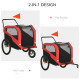 PawHut 2 in 1 Dog Bike Trailer Pet Stroller for Large Dogs with Hitch, 20&quot; Wheels, Pet Bicycle Cart Trolley Carrier for Travel, 