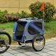 PawHut Folding Dog Bike Trailer Pet Cart Carrier for Bicycle Travel in Steel Frame with Hitch Coupler - Blue &amp; Grey
