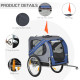 PawHut Folding Dog Bike Trailer Pet Cart Carrier for Bicycle Travel in Steel Frame with Hitch Coupler - Blue &amp; Grey