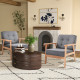 Armchair, Linen Fabric Accent Chair, Occasional Chair with Beech Wood Frame for Living Room, Reception, Bedroom, Balcony, Set of