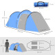 Outsunny 2-3 Man Tunnel Tents w/ Vestibule Camping Tent Porch Air Vents Rainfly Weather-Resistant Shelter Fishing Hiking Festiva