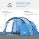 Outsunny 2-3 Man Tunnel Tents w/ Vestibule Camping Tent Porch Air Vents Rainfly Weather-Resistant Shelter Fishing Hiking Festiva