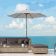 Outsunny 2.5m Patio Umbrella, Wood Garden Parasol, Sun Shade with 6 Ribs and Top Vent for Outdoor, White