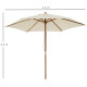 Outsunny 2.5m Wood Garden Parasol Sun Shade Patio Outdoor Wooden Umbrella Canopy Cream White