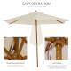 Outsunny 2.5m Wood Garden Parasol Sun Shade Patio Outdoor Wooden Umbrella Canopy Cream White