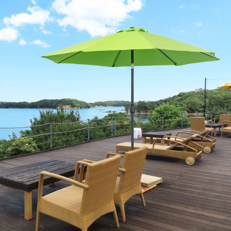 Outsunny 2.7M Garden Parasol Umbrella with Glass Fibre Ribs and Aluminium Frame, Tilting Sun Shade Shelter Canopy, Light Green