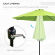 Outsunny 2.7M Garden Parasol Umbrella with Glass Fibre Ribs and Aluminium Frame, Tilting Sun Shade Shelter Canopy, Light Green