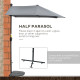 Outsunny 2m Half Parasol Market Umbrella Garden Balcony Parasol with Crank Handle, Base, Double-Sided Canopy, Dark Grey