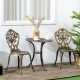 Outsunny 3 Piece Cast Aluminium Garden Bistro Set for 2 with Parasol Hole, Outdoor Coffee Table Set, Two Armless Chairs and Roun