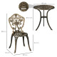 Outsunny 3 Piece Cast Aluminium Garden Bistro Set for 2 with Parasol Hole, Outdoor Coffee Table Set, Two Armless Chairs and Roun