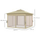 Outsunny 3 x 3(m) Pop Up Gazebo Party Tent with Solar-Powered LED Lights, Adjustable Event Shelter with Netting, Khaki
