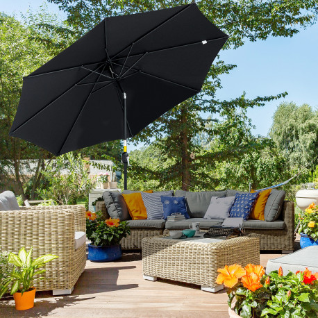 Outsunny 3(m) Tilting Parasol Garden Umbrellas, Outdoor Sun Shade with 8 Ribs, Tilt and Crank Handle for Balcony, Bench, Garden,
