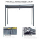 Outsunny 4 x 3(m) Metal Outdoor Pergola with Retractable Roof, Outdoor Gazebo Canopy Shelter with Drainage Holes for Garden, Pat