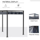 Outsunny 4 x 3(m) Metal Outdoor Pergola with Retractable Roof, Outdoor Gazebo Canopy Shelter with Drainage Holes for Garden, Pat