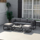 Outsunny Garden Daybed, 6 Piece Outdoor Sectional Sofa Set, Aluminum Patio Conversation Furniture Set with Coffee Table, Footsto