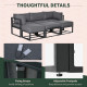 Outsunny Garden Daybed, 6 Piece Outdoor Sectional Sofa Set, Aluminum Patio Conversation Furniture Set with Coffee Table, Footsto