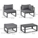 Outsunny Garden Daybed, 6 Piece Outdoor Sectional Sofa Set, Aluminum Patio Conversation Furniture Set with Coffee Table, Footsto