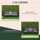 Outsunny Garden Daybed, 6 Piece Outdoor Sectional Sofa Set, Aluminum Patio Conversation Furniture Set with Coffee Table, Footsto