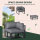 Outsunny Garden Daybed, 6 Piece Outdoor Sectional Sofa Set, Aluminum Patio Conversation Furniture Set with Coffee Table, Footsto