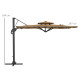 Outsunny Garden Parasol, 3(m) Cantilever Parasol with Hydraulic Mechanism, Dual Vented Top, 8 Ribs, Cross Base, Khaki