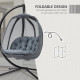 Outsunny Hanging Egg Chair, Folding Texteline Swing Hammock with Side Pocket, Cushion and Stand for Indoor Outdoor, Patio Garden