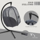 Outsunny Hanging Egg Chair, Folding Texteline Swing Hammock with Side Pocket, Cushion and Stand for Indoor Outdoor, Patio Garden