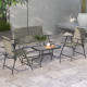 Outsunny Outdoor 4 Pieces Patio Furniture Set with Breathable Mesh Fabric Seat &amp; Backrest, Garden Set with Two Foldable Armchair
