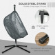 Outsunny Outdoor Swing Chair with Thick Padded Cushion, Patio Hanging Chair with Metal Stand, Egg Chair with Foldable Basket, Cu