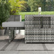Outsunny Rattan Sun Lounger w/ Storage Tea Table &amp; Footstools, Grey