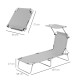 Outsunny Outdoor Foldable Sun Lounger, 4 Level Adjustable Backrest Reclining Sun Lounger Chair with Angle Adjust Sun Shade Awnin