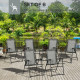 Outsunny Set of 6 Patio Folding Chair Set, Garden Portable Outdoor Chairs with Armrest and Breathable Mesh Fabric Seat and Backr