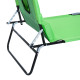 Outsunny Outdoor Foldable Sun Lounger, 4 Level Adjustable Backrest Reclining Sun Lounger Chair with Pillow and Reading Hole, Gre