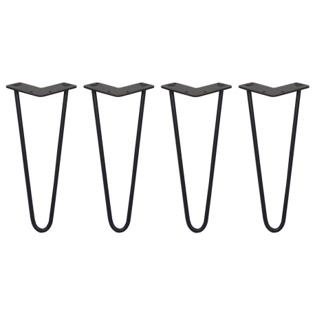 4 x 12" Hairpin Legs - 2 Prong - 10mm - Black