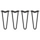 4 x 12&quot; Hairpin Legs - 2 Prong - 12mm - Black