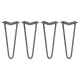 4 x 12&quot; Hairpin Legs - 2 Prong - 12mm - Raw Steel