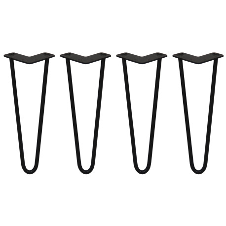 4 x 14" Hairpin Legs - 2 Prong - 12mm - Black