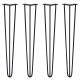 4 x 28&quot; Hairpin Legs - 3 Prong - 10mm - Black
