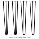 4 x 28&quot; Hairpin Legs - 3 Prong - 12mm - Black