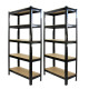 Monster Racking T-Rax Heavy Duty Shelving Units, Black, 75cm W, 30cm D, Set of 2