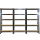 Monster Racking T-Rax Heavy Duty Shelving Units, Black, 75cm W, 30cm D, Set of 6