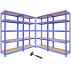 Monster Racking T-Rax Metal Storage Shelves, Blue, 90cm W, 45cm D, Set of 4