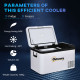 Outsunny 12V Car Refrigerator w/ LED Light &amp; Foldable Handles, 25L Portable Compressor Cooler, Fridge Freezer with 12/24V DC and