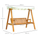 Outsunny 3 Seater Wooden Garden Swing Seat Canopy Swing Chair Outdoor Hammock Bench, Cream White