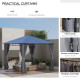 Outsunny 3 x 3(m) Hardtop Gazebo Canopy with Polycarbonate Roof, Permanent Pavilion Garden Gazebo with Curtains for Patio, Deck,