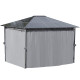 Outsunny 3 x 3.6m Hardtop Gazebo Canopy with Polycarbonate Roof, Permanent Pavilion Garden Gazebo with Curtains for Patio, Deck,